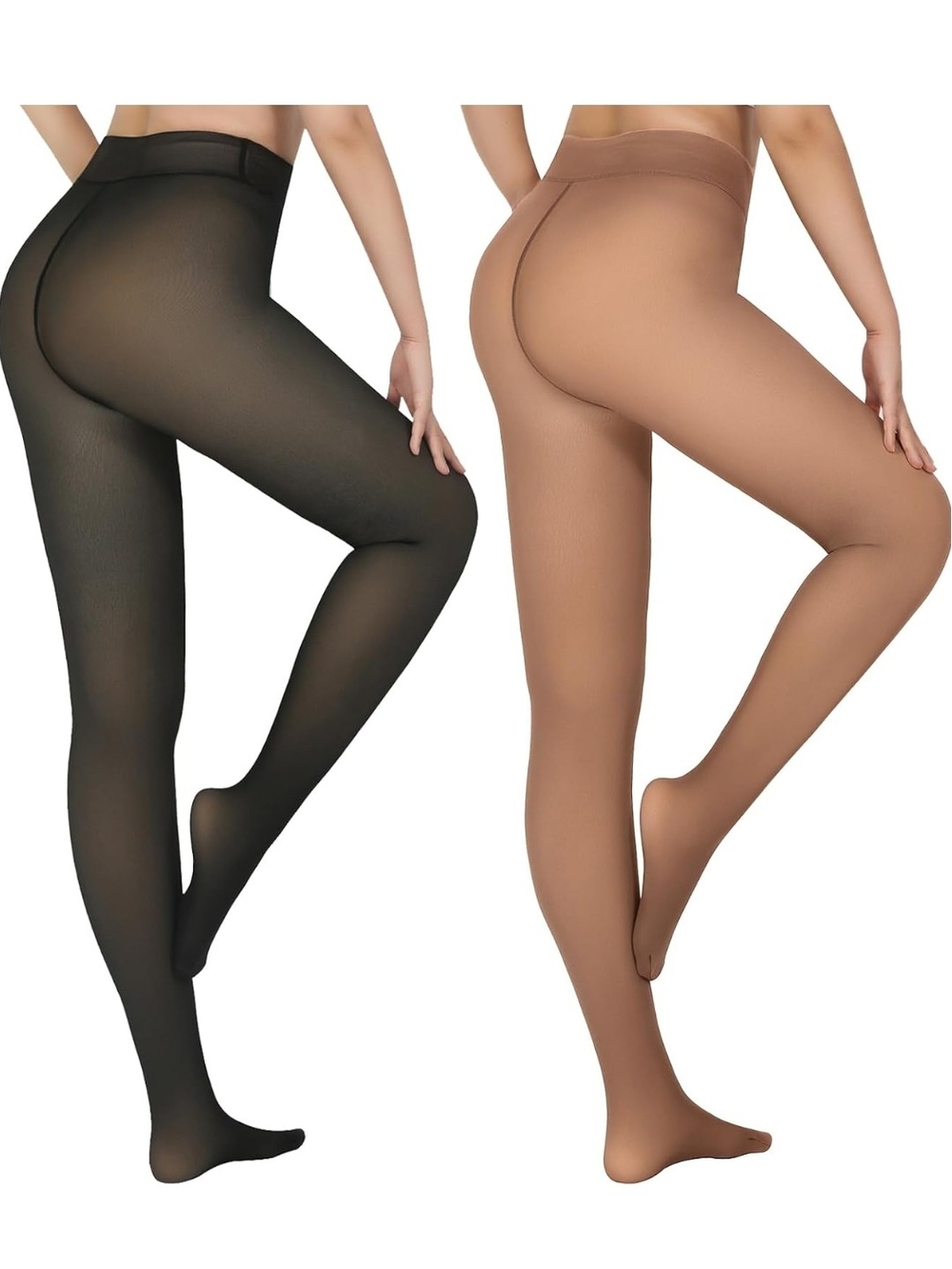 🖤 2-Pack Fleece-Lined Tights | Warm & Stretchy